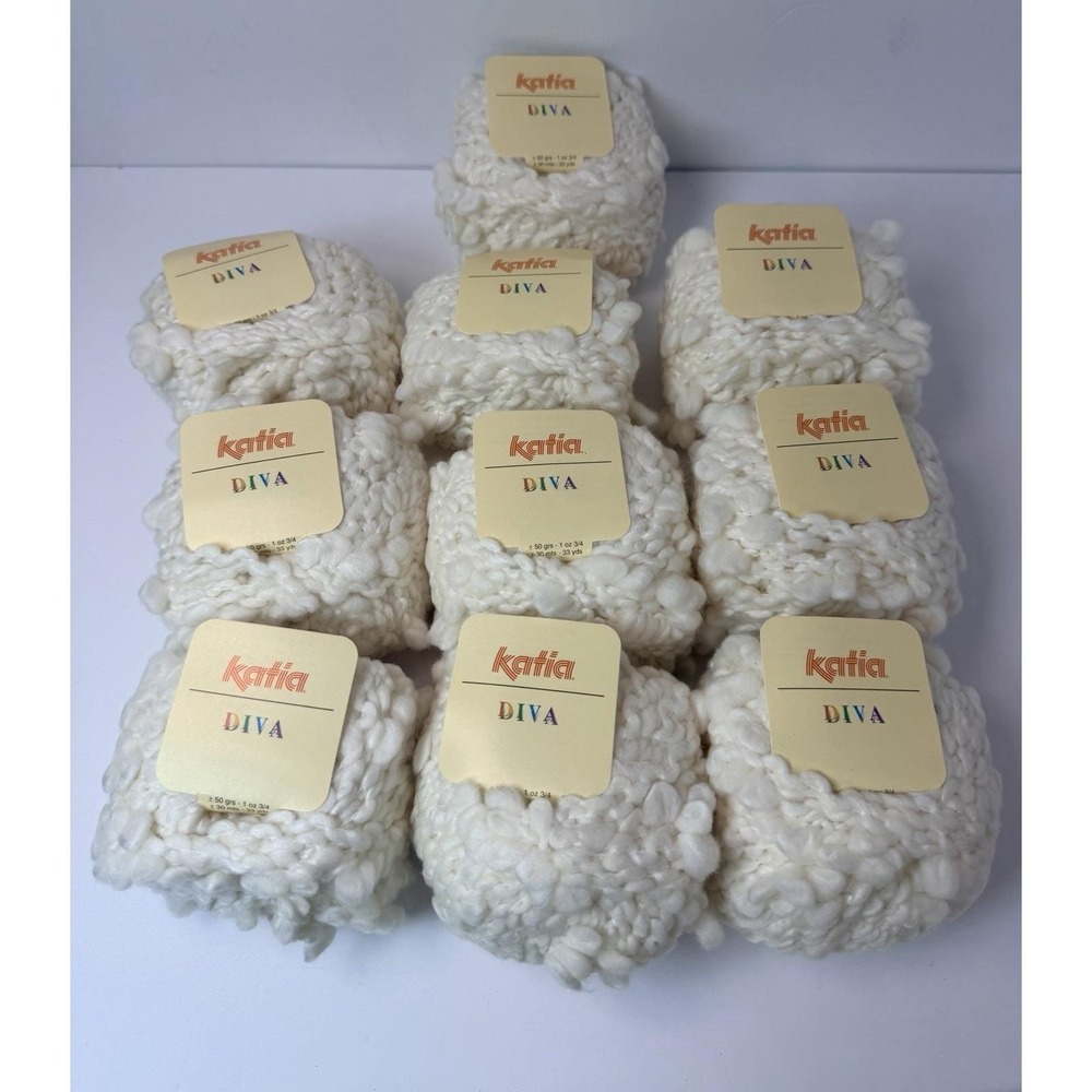 Katia Diva Chunky Yarn Wool Blend Cream White Made Spain 50gr Lot 10